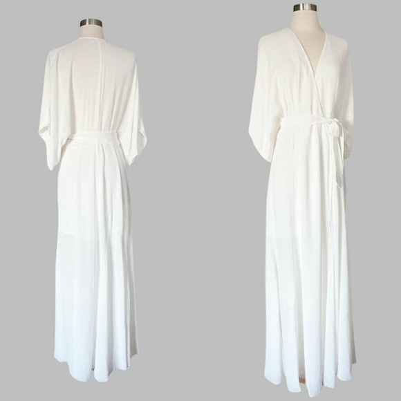 Reformation Dresses & Skirts - REFORMATION Winslow Wrap Maxi Dress Ivory White Belt Short Sleeves Small NWOT